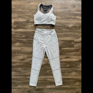 Woman’s Gymshark set, leggings and sports bra, gray, size medium.